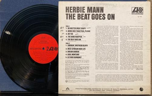 HERBIE MANN THE BEAT GOES ON~1967 ATLANTIC CANADA FIRST PRESS LP~AFRO-CUBAN JAZZ