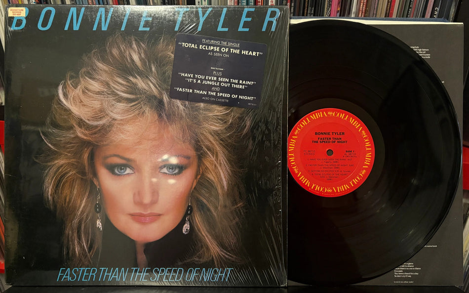 BONNIE TYLER FASTER THAN THE SPEED OF NIGHT-1983 COLUMBIA LP w/SHRINK-HYPE-INNER