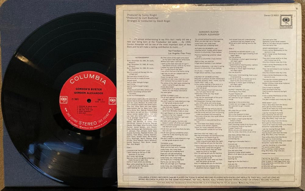 GORDON ALEXANDER GORDON'S BUSTER~NM- 1968 2-EYE 360 SOUND LP w/SHRINK~PSYCH POP