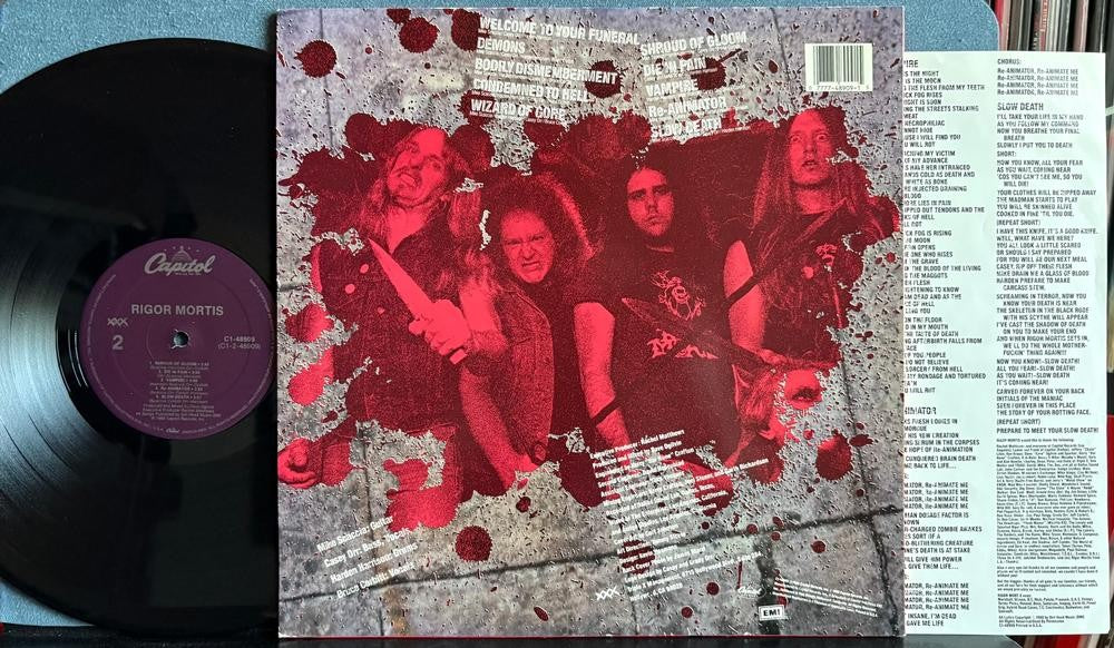 RIGOR MORTIS 1988 SELF-TITLED LP~SVG+ CAPITOL U.S. PRESS LP~INSERT~THRASH~SPEED