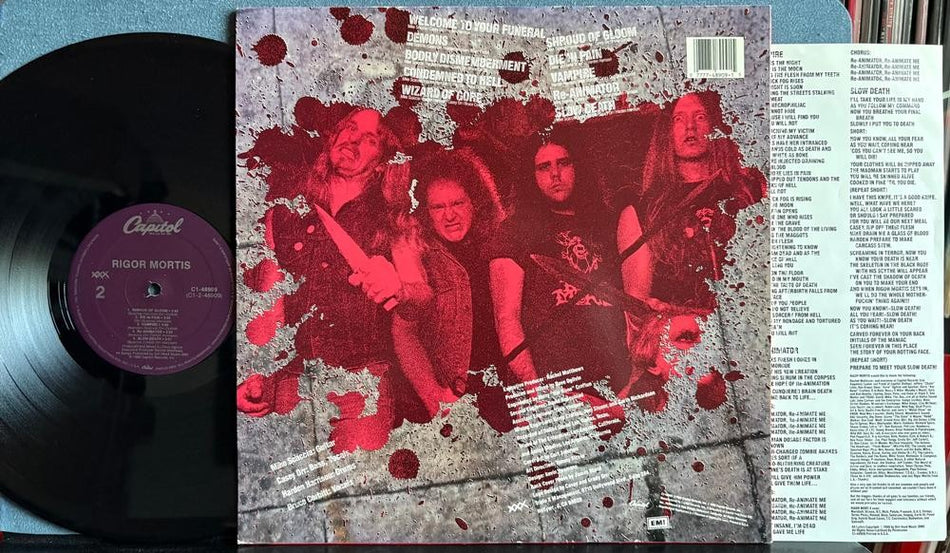 RIGOR MORTIS 1988 SELF-TITLED LP~SVG+ CAPITOL U.S. PRESS LP~INSERT~THRASH~SPEED