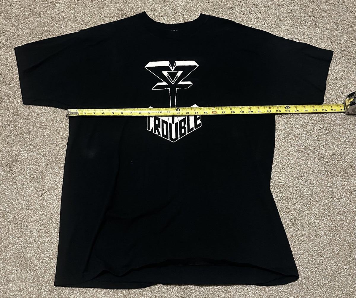 TROUBLE LOGO BAND T-SHIRT~ORIGINAL~XL~BLACK~EXCELLENT CONDITION~RARE~NWT