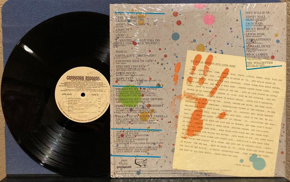 WET WILLIE GREATEST HITS~1977 CAPRICORN FIRST PRESS LP~STERLING~POWER ROCKERS