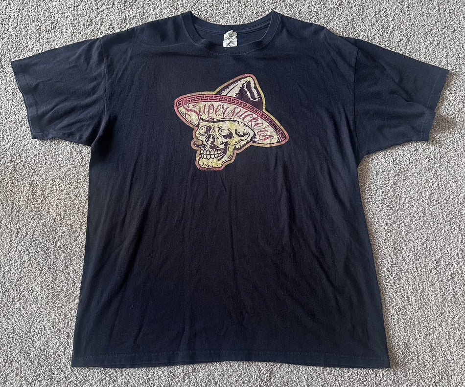 THE SUPERSUCKERS T-SHIRT~SOMBRERO SKULL PRINT~XL~ANVIL TAG~BLACK~EXC COND~RARE