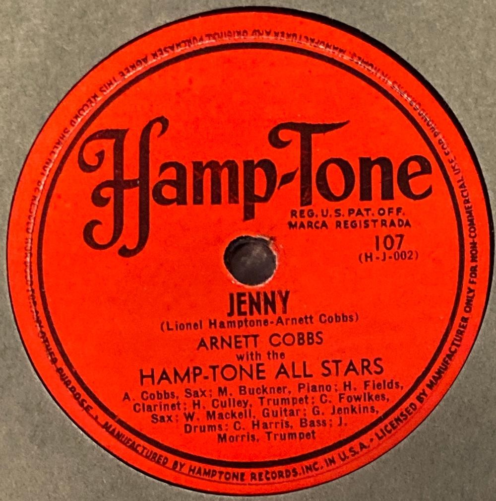 ARNETT COBB ~HAMP-TONE ALL STARS~JENNY / GATE SERENE BLUES~ORIG 1946 78 RPM 10'