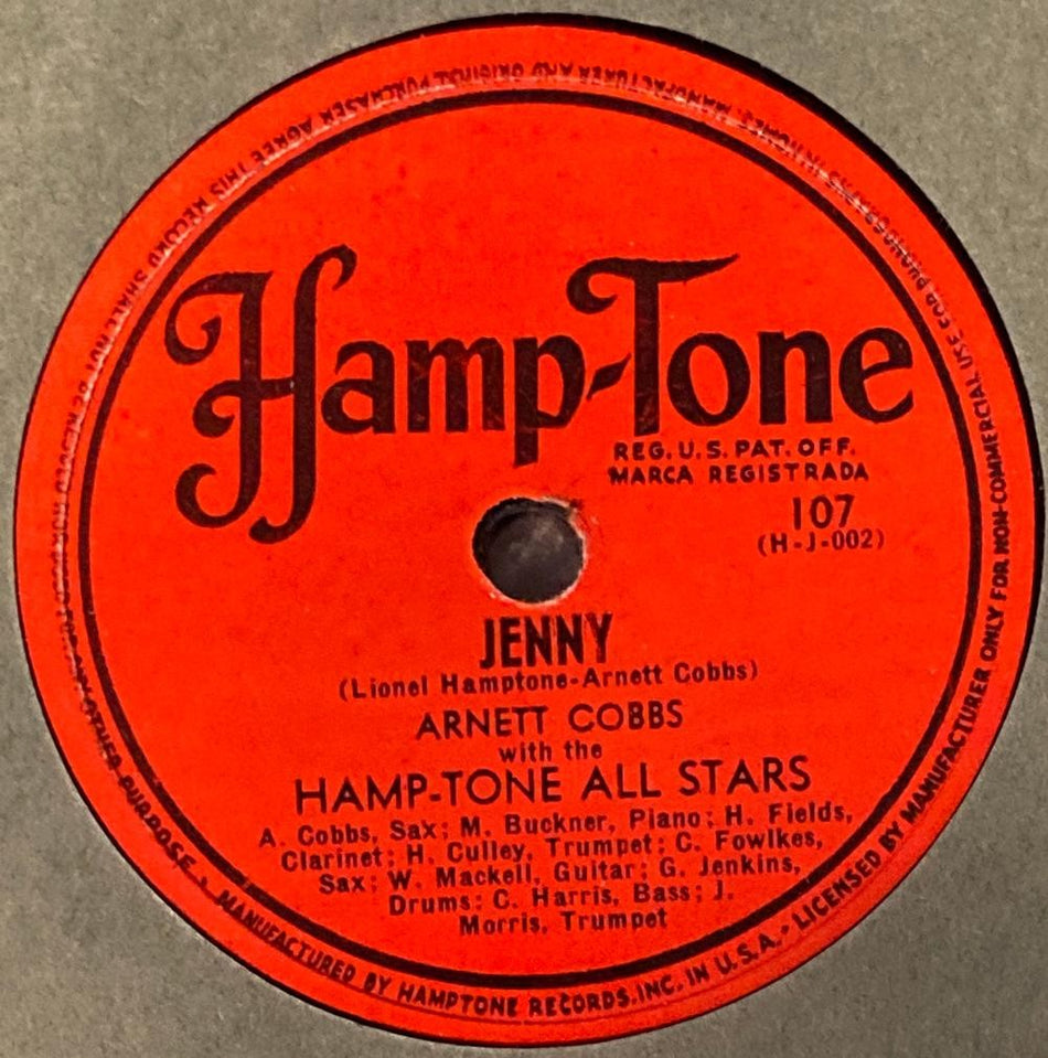 ARNETT COBB ~HAMP-TONE ALL STARS~JENNY / GATE SERENE BLUES~ORIG 1946 78 RPM 10'