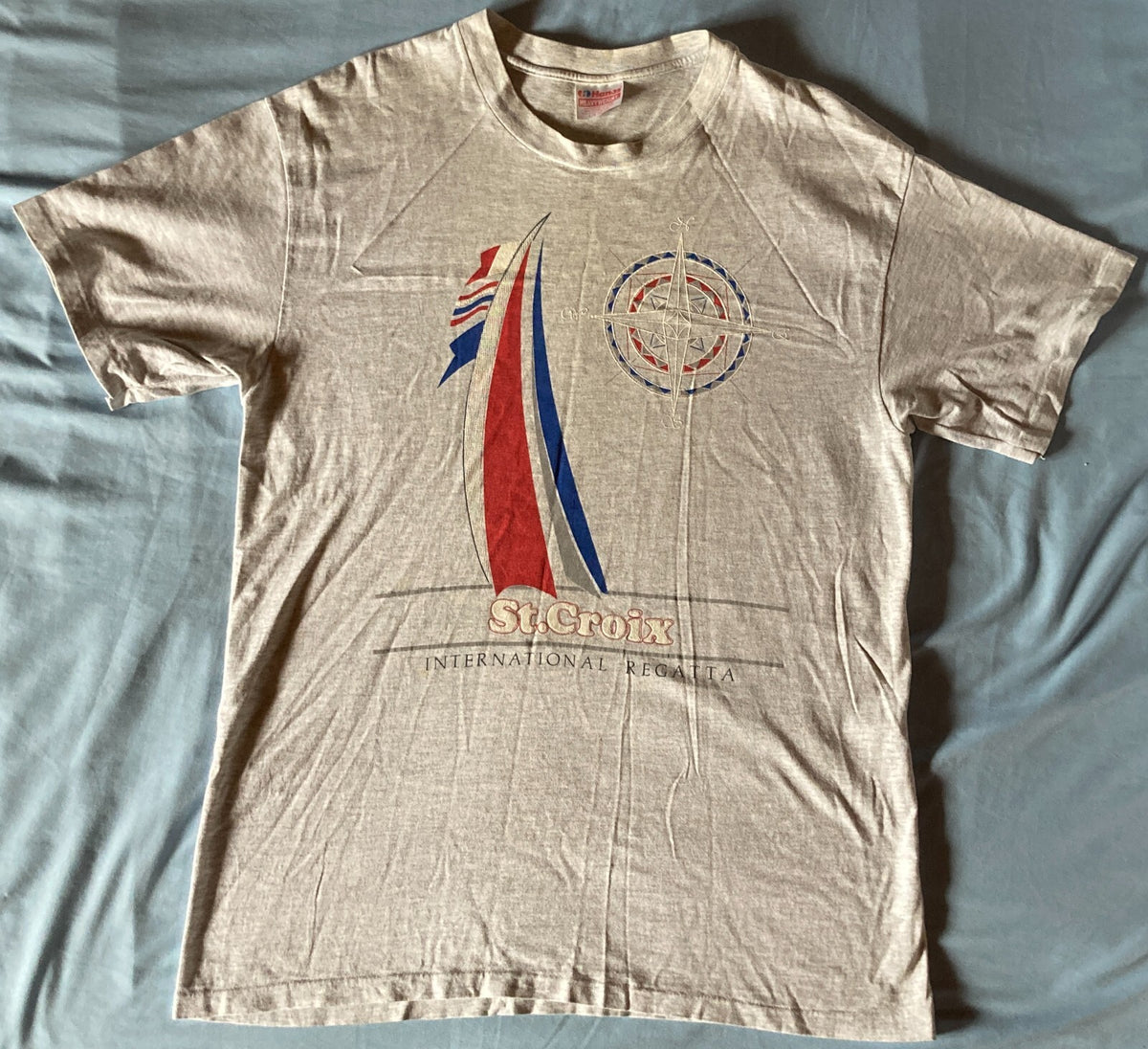 1980s VTG ST CROIX INTERNATIONAL REGATTA SHIRT~HANES HEAVYWEIGHT~L~SINGLE-STITCH