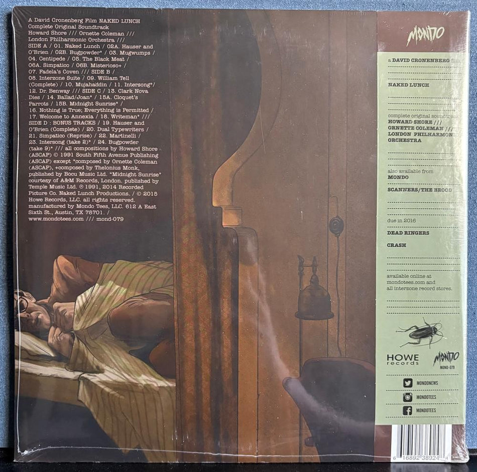 NAKED LUNCH COMPLETE ORIG SOUNDTRACK~SEALED '16 MONDO 2LP~ORNETTE COLEMAN~HOWARD