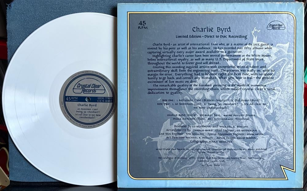 CHARLIE BYRD 1977 S/T LP~NM LTD CRYSTAL CLEAR DIRECT DISC AUDIOPHILE WHITE VINYL