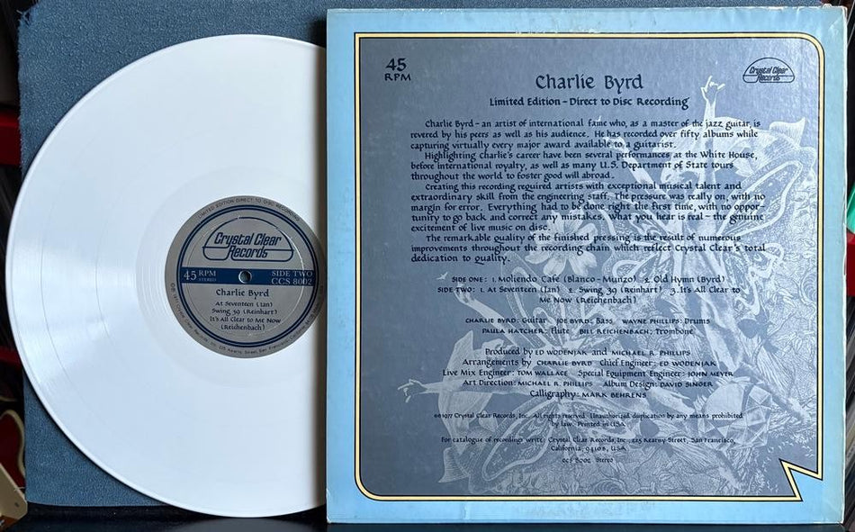 CHARLIE BYRD 1977 S/T LP~NM LTD CRYSTAL CLEAR DIRECT DISC AUDIOPHILE WHITE VINYL