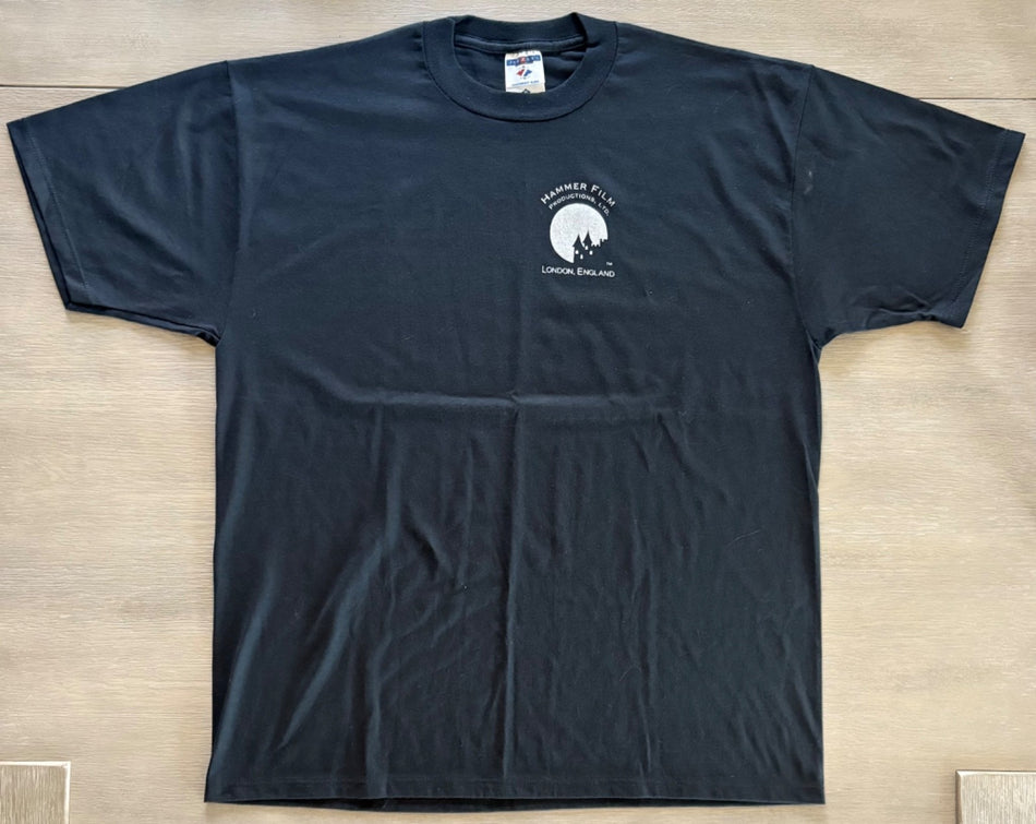 BRAND NEW! HAMMER FILM PRODUCTIONS PROMO T-SHIRT~POCKET LOGO BLACK~XL~HORROR