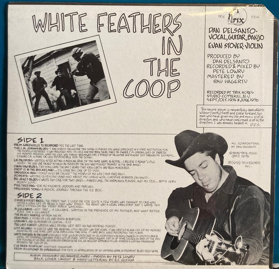 DAN DELSANTO WHITE FEATHERS IN THE COOP~SEALED ORIG 1976 BLUEGRASS COUNTRY LP