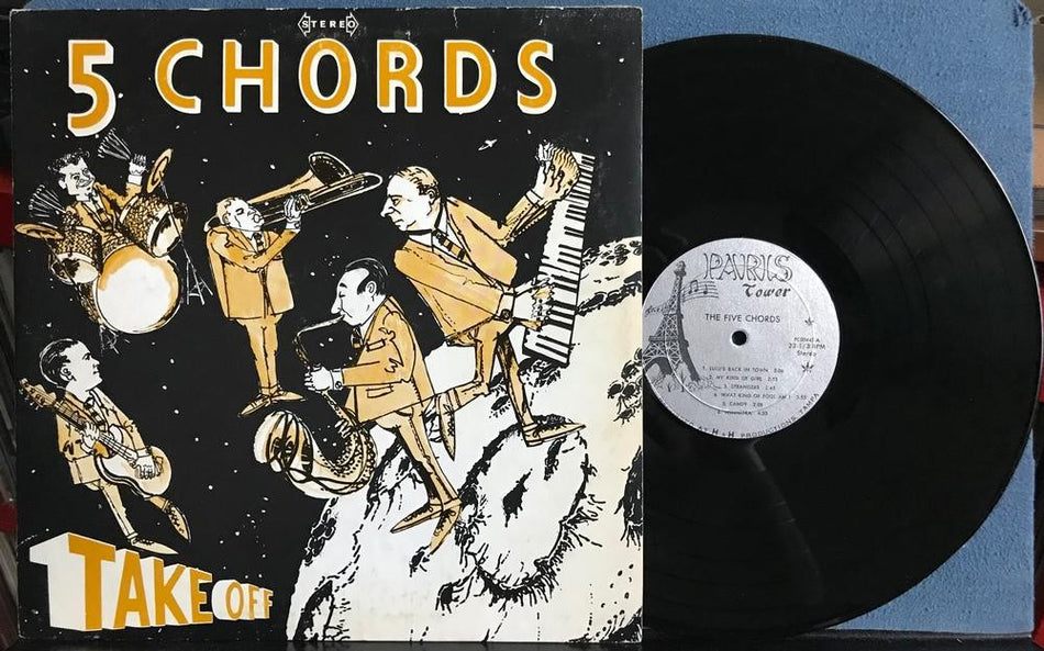 5 FIVE CHORDS TAKE OFF~SIGNED AUTOGRAPHED VINYL LP~PARIS TOWER~TAMPA, FLORIDA