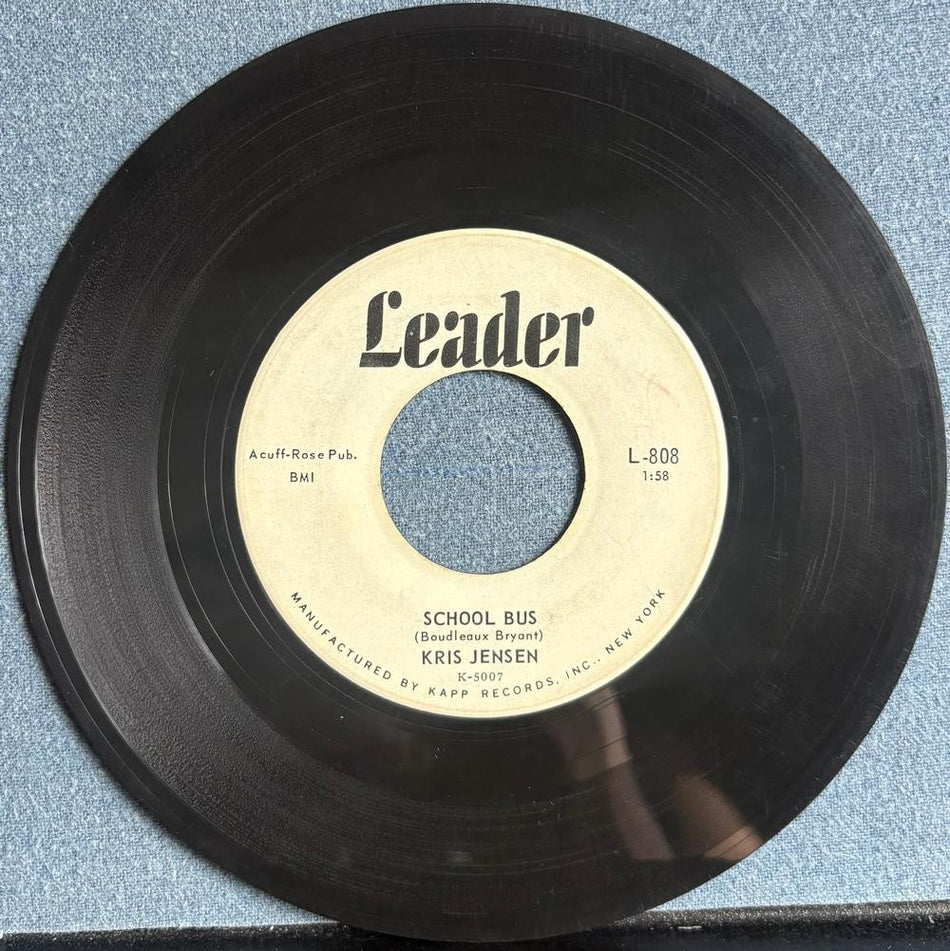 KRIS JENSEN~PERFECT LOVER / SCHOOL BUS~1960 LEADER WHITE LABEL PROMO 7-INCH 45