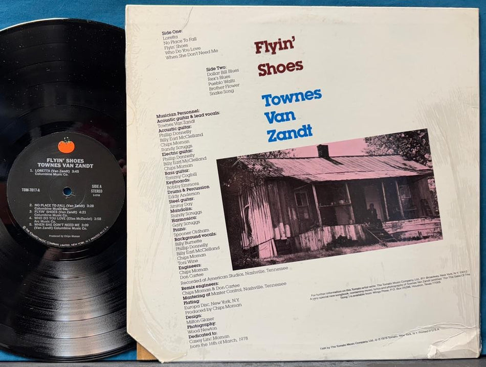 TOWNES VAN ZANDT FLYIN SHOES~NM/NM ORIG 1978 TOMATO LP~SHRINK~INNER~LORETTA