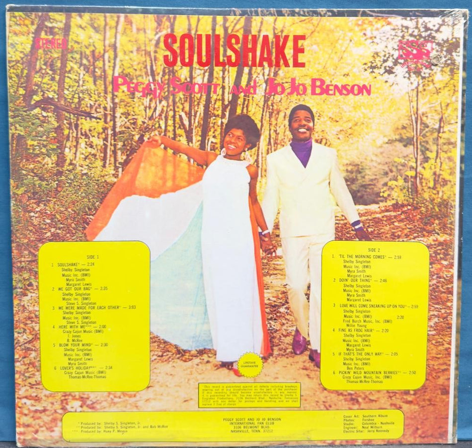 PEGGY SCOTT JOJO BENSON SOULSHAKE~SEALED ORIG 1968 SOUL FUNK LP~SSS #1