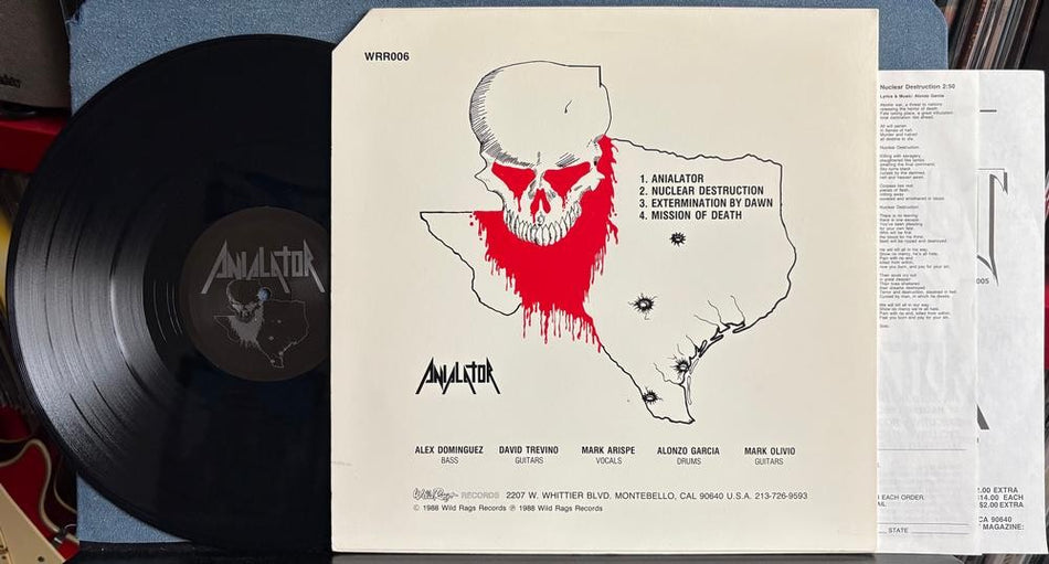 ANIALATOR 1988 SELF-TITLED DEBUT EP~WILD RAGS 1st PRESS LP~INSERTS~THRASH METAL