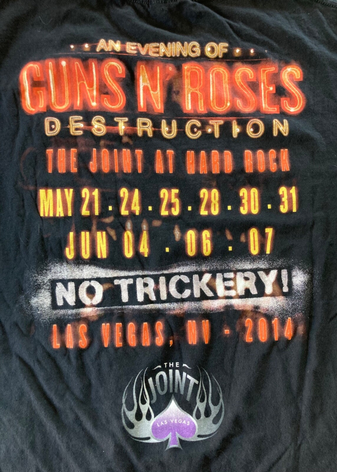 GUNS N ROSES LRG 2014 CONCERT TOUR T-SHIRT~THE JOINT @ HARD ROCK HOTEL LAS VEGAS