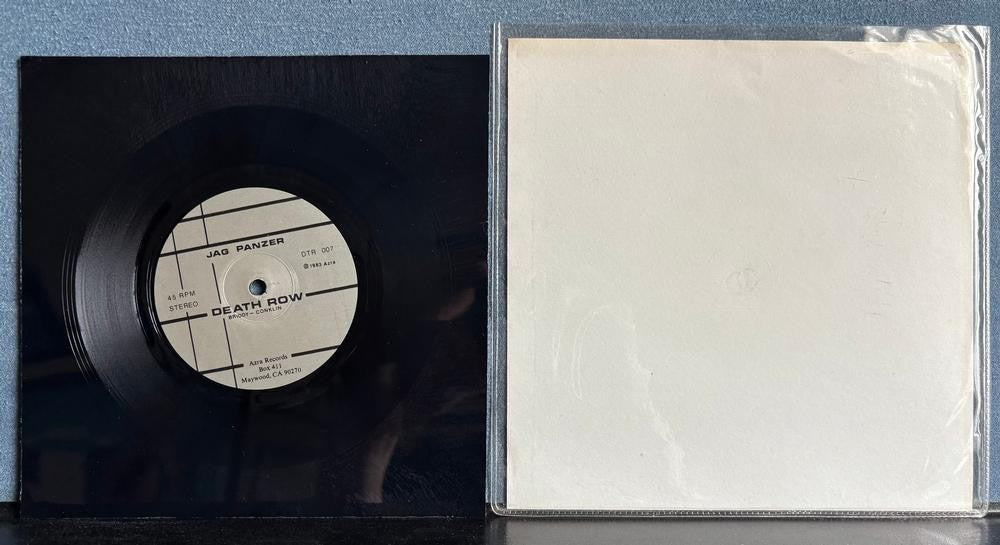 JAG PANZER DEATH ROW~ORIG 1983 AZRA RECS SHAPED PICTURE DISC 7-INCH SINGLE~METAL