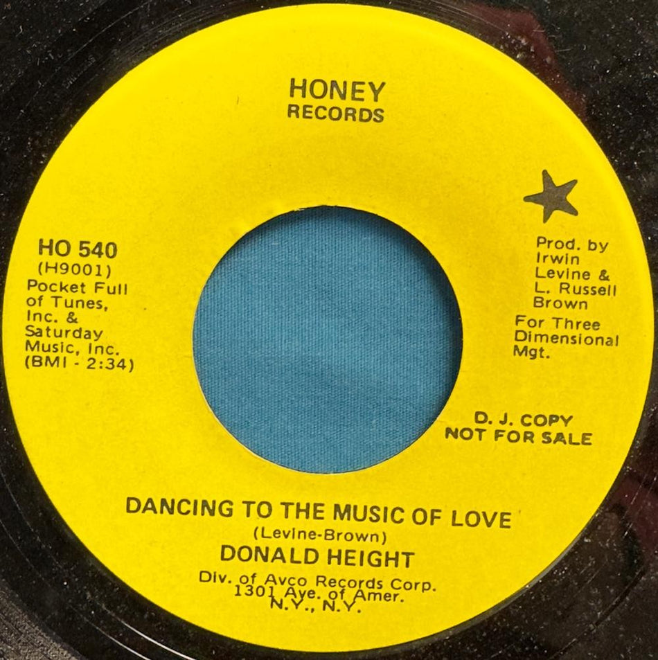 DONALD HEIGHT DANCING TO THE MUSIC~RARE 1971 SOUL PROMO 45 on HONEY~NM~FUNK