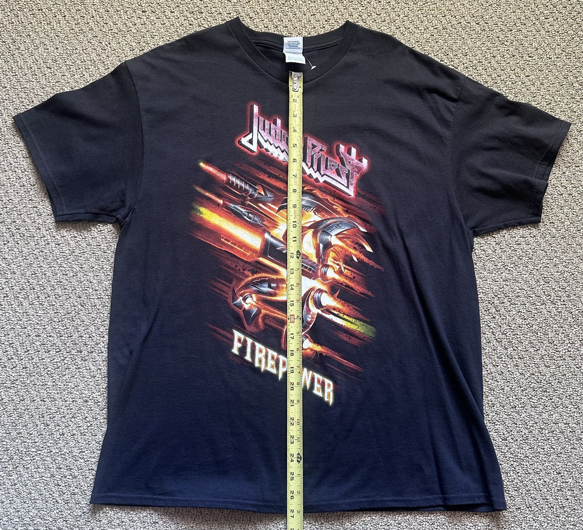 JUDAS PRIEST T-SHIRT~2018 TOUR~FIREPOWER~XL~DELTA~BLACK~EXC COND~METAL~RARE