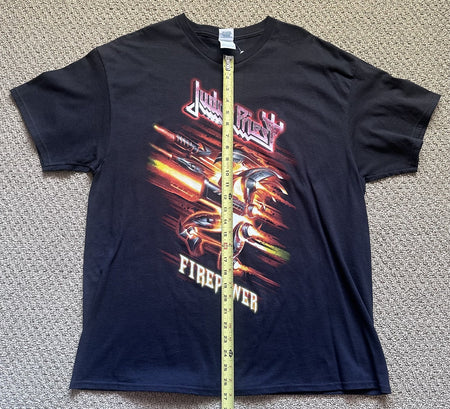 JUDAS PRIEST T-SHIRT~2018 TOUR~FIREPOWER~XL~DELTA~BLACK~EXC COND~METAL~RARE