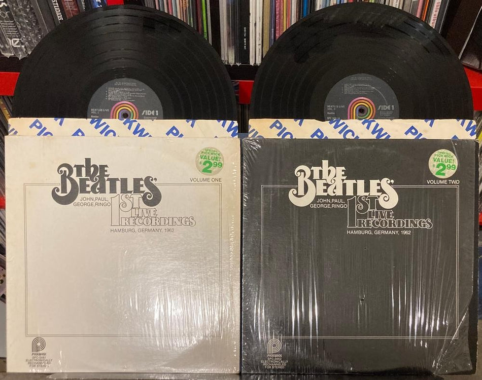 THE BEATLES 1st LIVE RECORDINGS~VOLUMES ONE+TWO~NM 1979 PICKWICK 2-LP LOT~SHRINK