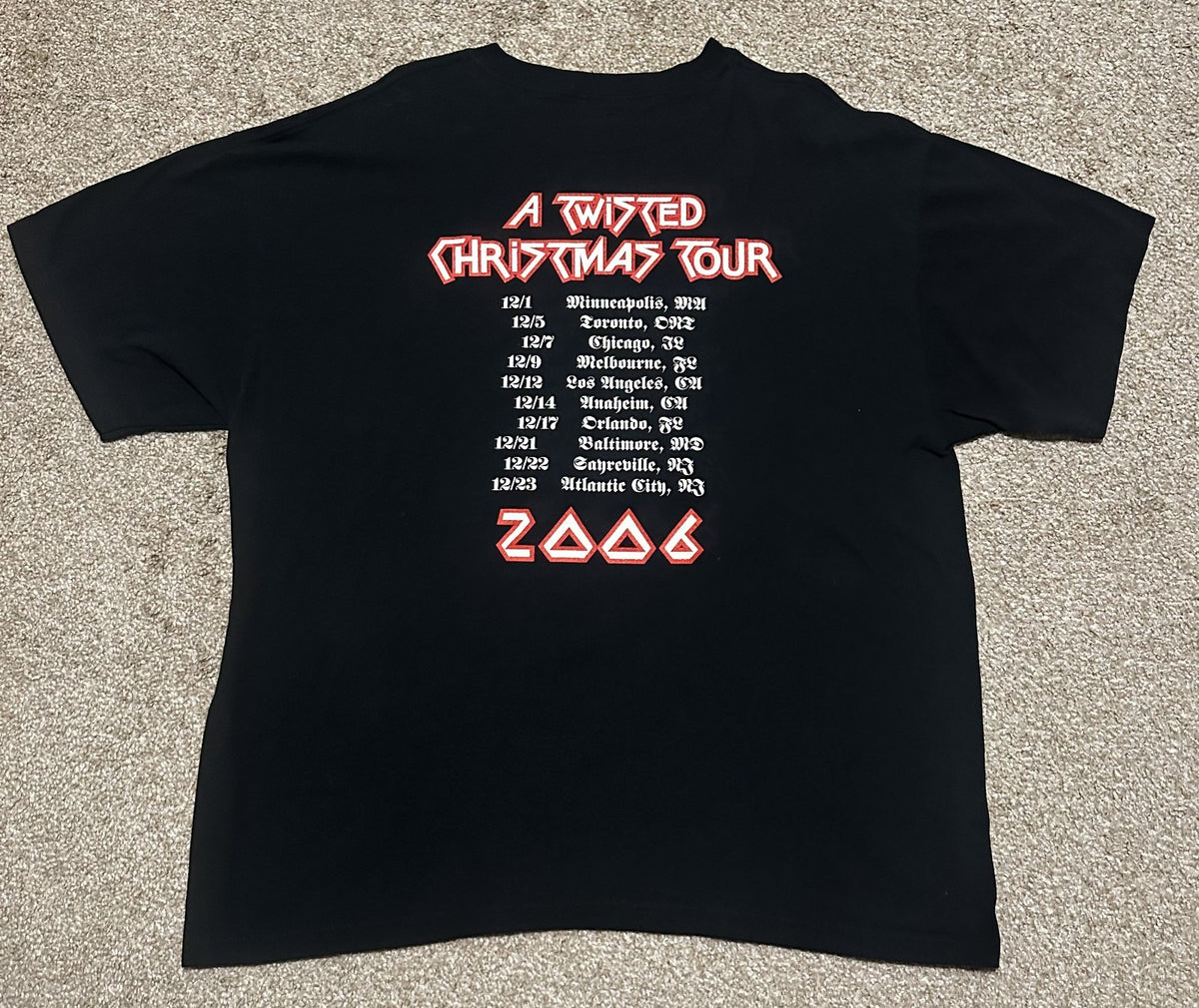 TWISTED SISTER 2006 TOUR T-SHIRT~A TWISTED CHRISTMAS~XL~BLACK~EXC~RARE~VINTAGE