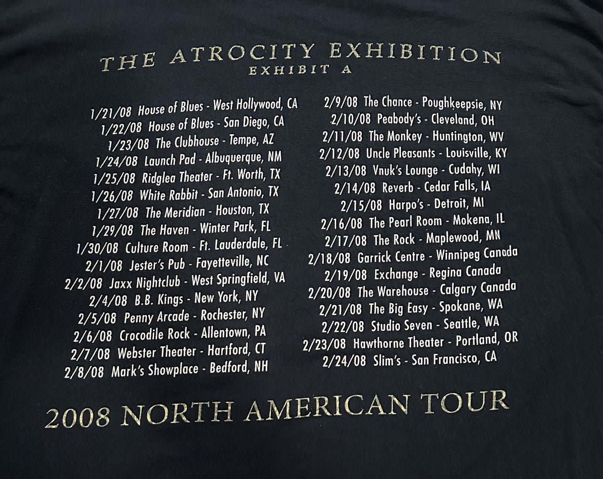 EXODUS CONCERT LONG SLEEVE T-SHIRT~2008 TOUR~THE ATROCITY EXHIBITION~BLACK~XL