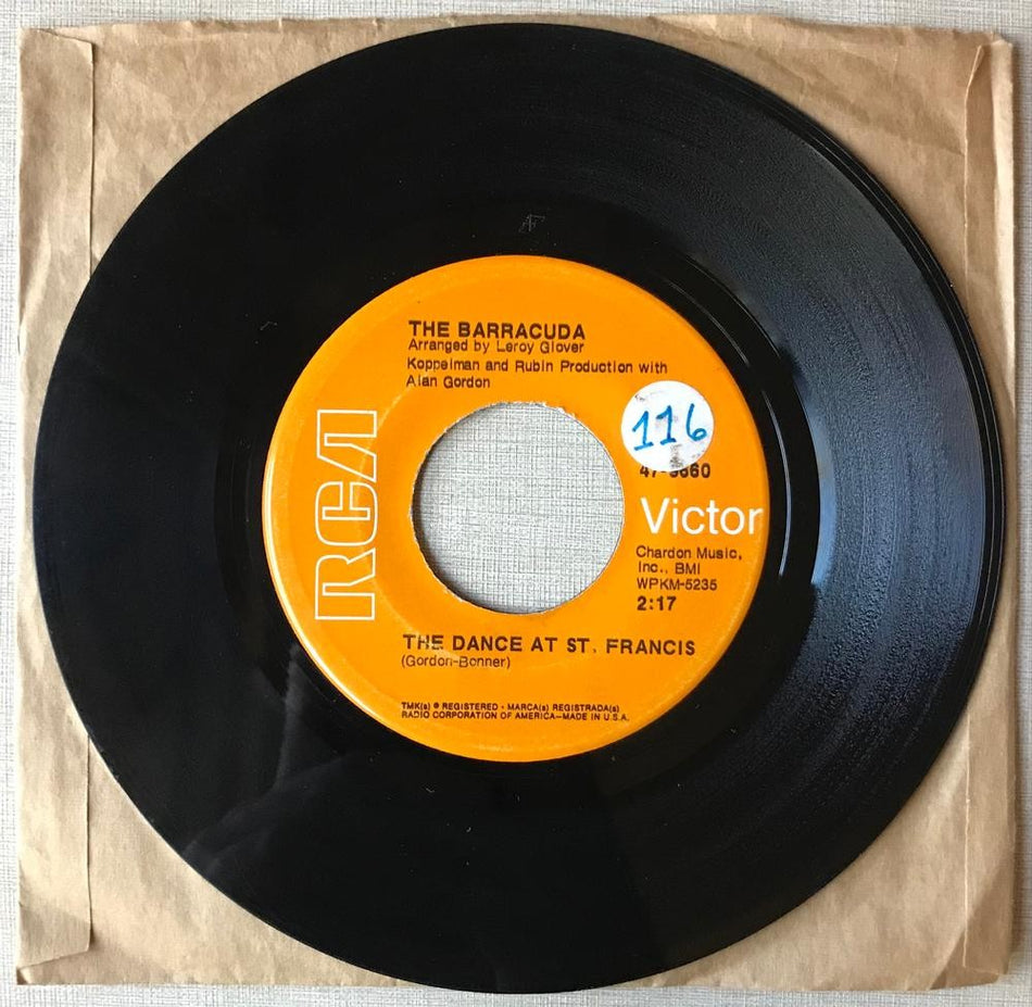 THE BARRACUDA~DANCE AT ST. FRANCIS / LADY FINGERS~1968 RCA VICTOR 7' 45 RPM SNGL