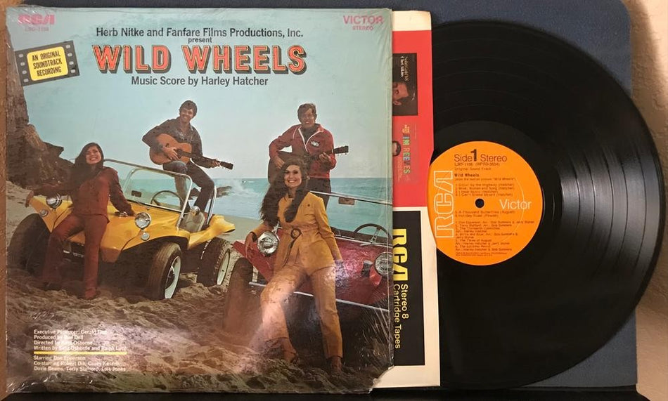 WILD WHEELS SCORE OST SOUNDTRACK~1969 RCA DEEP GROOVE LP w/SHRINK~HARLEY HATCHER