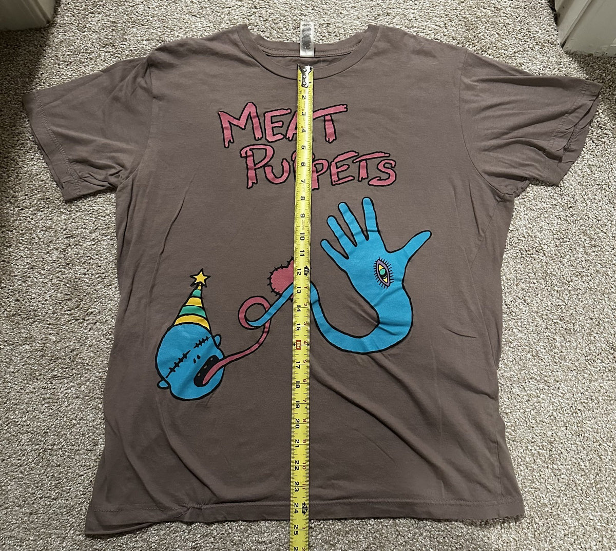 MEAT PUPPETS BAND T-SHIRT~HAND EYE~ORIGINAL~GRAY~LARGE~LG~CANVAS~RARE~VINTAGE