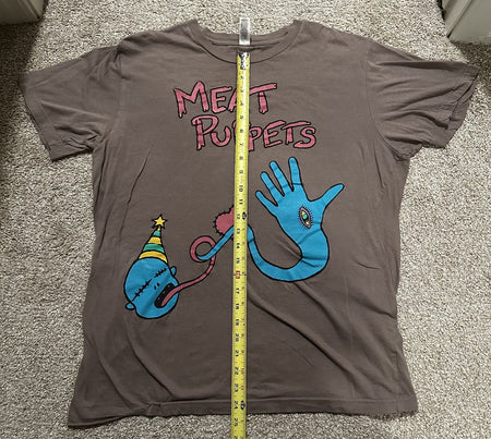 MEAT PUPPETS BAND T-SHIRT~HAND EYE~ORIGINAL~GRAY~LARGE~LG~CANVAS~RARE~VINTAGE