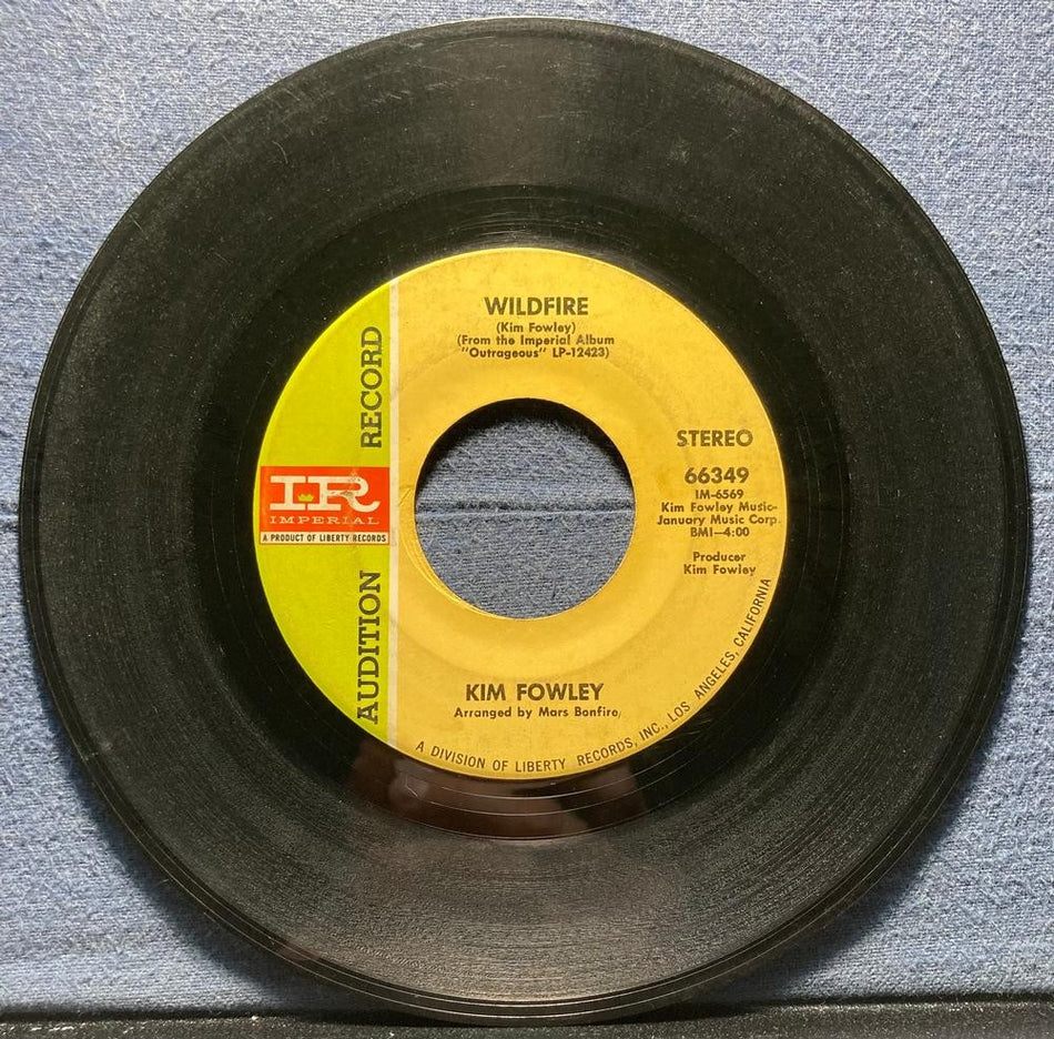 KIM FOWLEY~BUBBLE GUM / WILDFIRE~1969 IMPERIAL PROMO 7-INCH SINGLE~GARAGE~PSYCH