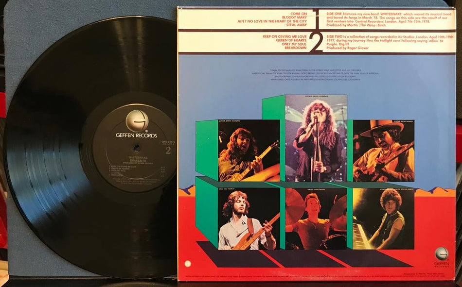 WHITESNAKE SNAKEBITE~NM- 1980's COLUMBIA HOUSE CLUB RE LP~GEFFEN~DAVID COVERDALE