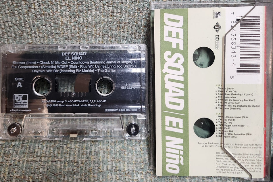 DEF SQUAD EL NINO~ORIGINAL 1998 CASSETTE~EXCELLENT CONDITION~RAP HIP HOP LEGENDS