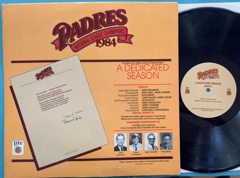 SAN DIEGO PADRES A DEDICATED SEASON 1984 LP~NM~TALKIN NUMBER ONE~JERRY COLEMAN