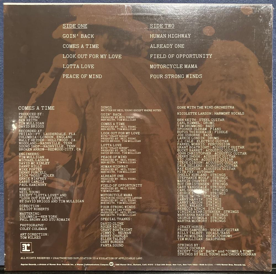 NEIL YOUNG COMES A TIME~RARE SEALED ORIG 1978 REPRISE LP MSK 2266~CRAZY HORSE