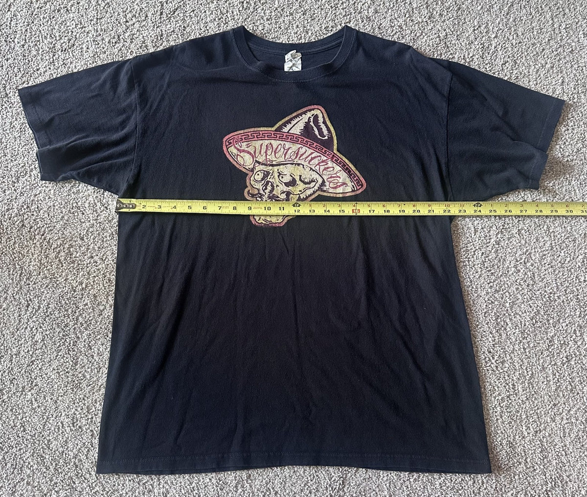 THE SUPERSUCKERS T-SHIRT~SOMBRERO SKULL PRINT~XL~ANVIL TAG~BLACK~EXC COND~RARE