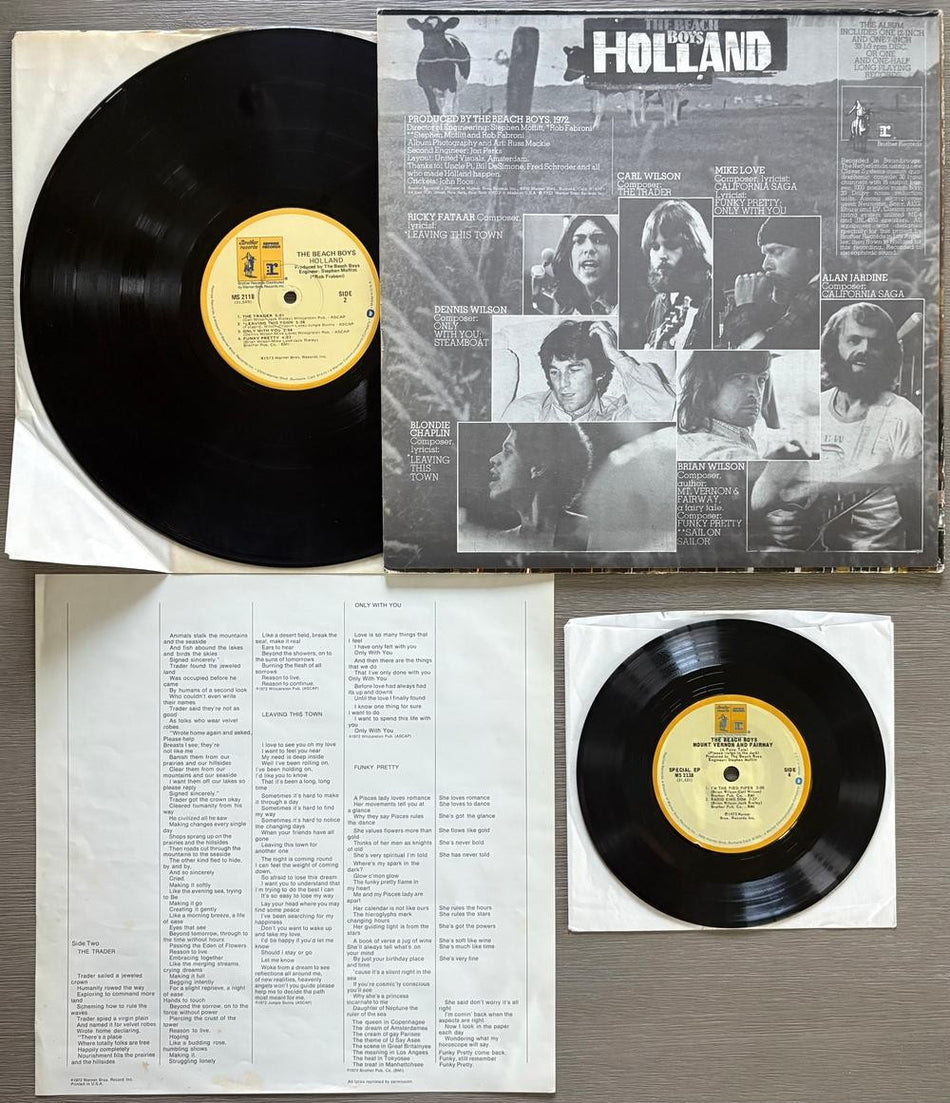 THE BEACH BOYS HOLLAND~1978 REPRISE/BROTHER RP LP~7-INCH EP~LYRIC INSERT~WILSON