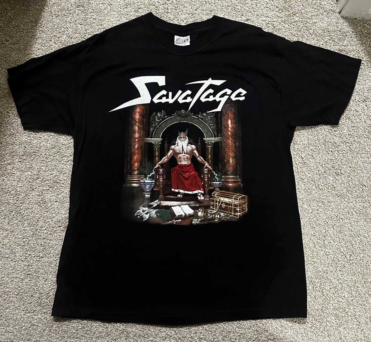 SAVATAGE CONCERT T-SHIRT~MADNESS REIGNS~SUMMER 2001 TOUR~LARGE~LG~BLACK~EXC COND