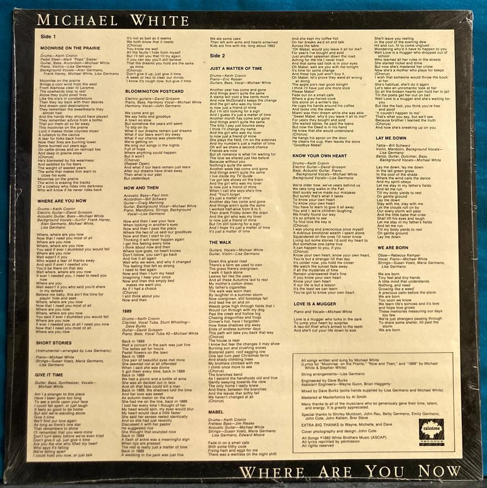 MICHAEL WHITE WHERE ARE YOU NOW~SEALED RARE 1982 PVT LABEL ROCK LP on RAINTREE