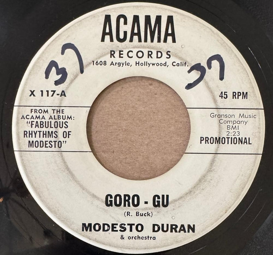 MODESTO DURAN GORO-GU/ SILENT ISLAND~OG 1960 ACAMA WHITE LBL PROMO AFRO-CUBAN 7'