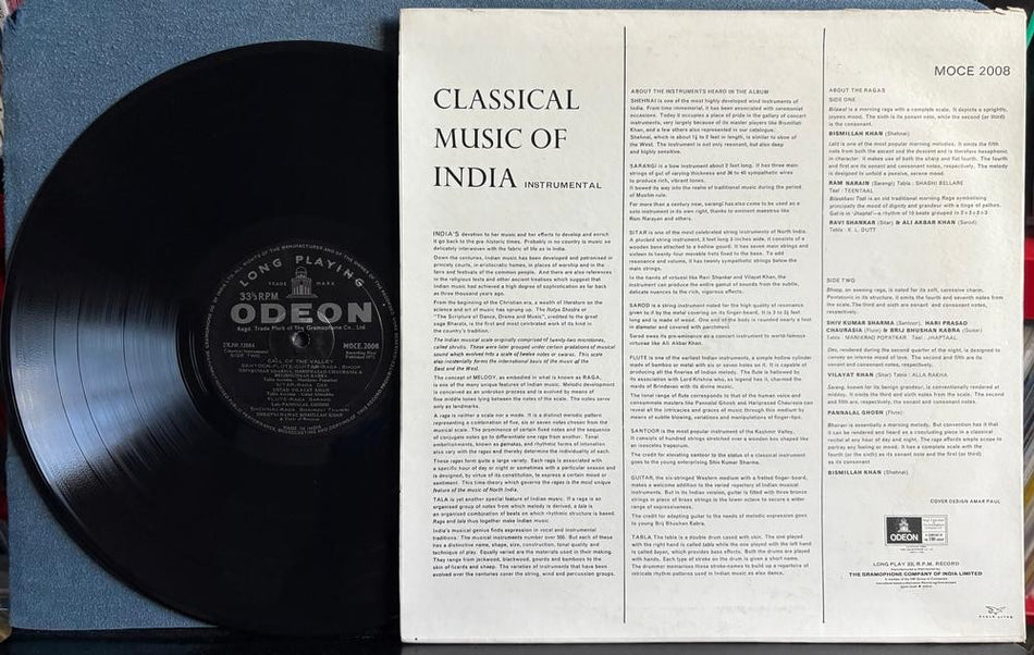 CLASSICAL MUSIC OF INDIA~VG++ 1972 ODEON INDIAN 1st PRESS LP~VARIOUS~HINDUSTANI