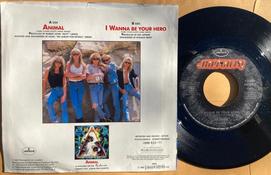 DEF LEPPARD ANIMAL/ I WANNA BE YOUR HERO~ORG 1987 MASTERDISK PICTURE SLEEVE~SVG+