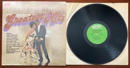PEACHES AND HERB GREATEST HITS~VG++ 1968 DATE LP w/SHRINK~FUNK/SOUL~FAME~BARKER