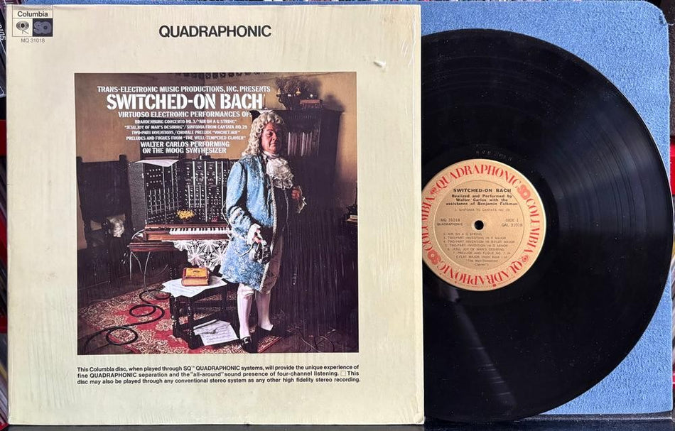 WALTER CARLOS SWITCHED-ON BACH~1972 QUADRAPHONIC LP w/SHRINK~QUAD~MOOG SYNTH