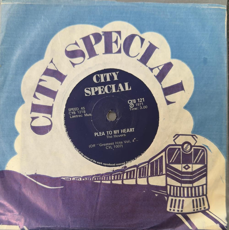 SO. AFRICA 45~THE MOVERS~CRYING ALL NIGHT/ PLEA TO MY HEART~71 CITY SPECIAL~HEAR
