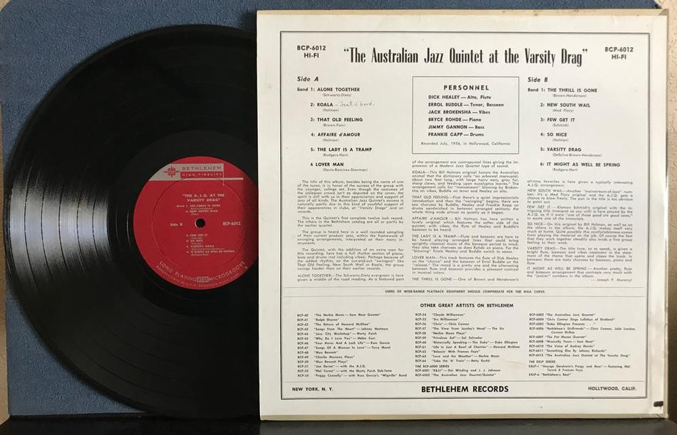 AUSTRALIAN JAZZ QUINTET AT THE VARSITY DRAG~'57 MONO BETHLEHEM RESEARCH CRAFT RP