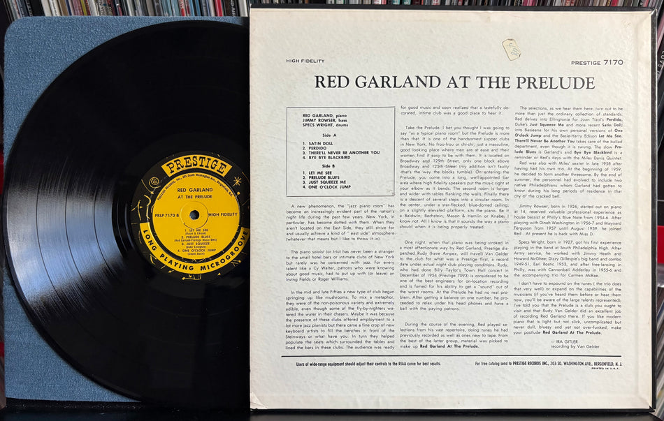 RED GARLAND AT THE PRELUDE-RARE OG 1960 PRESTIGE MONO DEEP GROOVE 1st PRESS LP